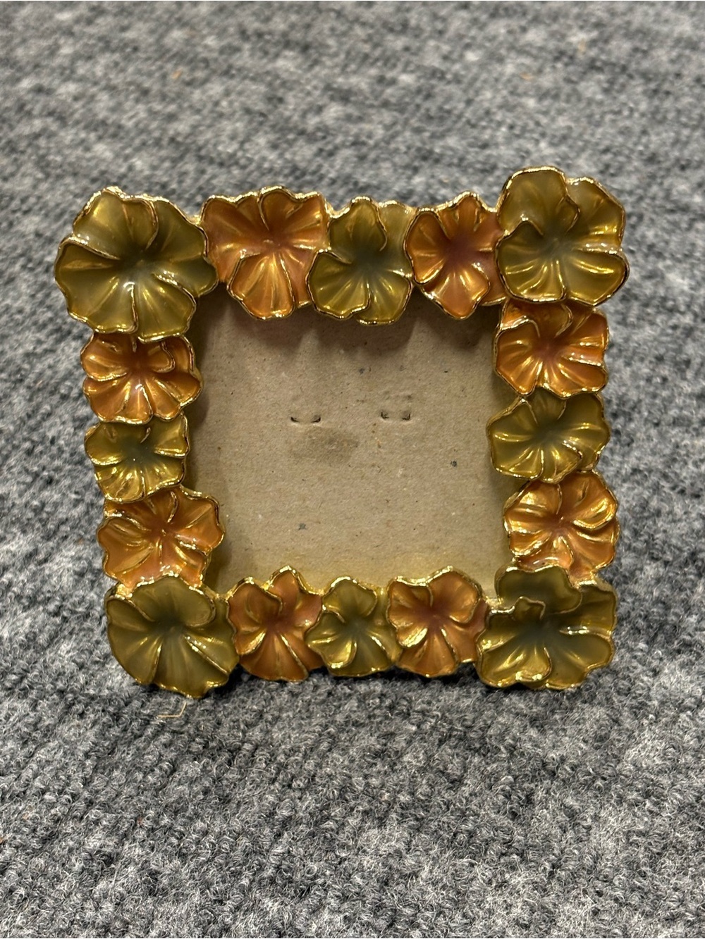 Floral Metal Picture Frame in Gold and Amber